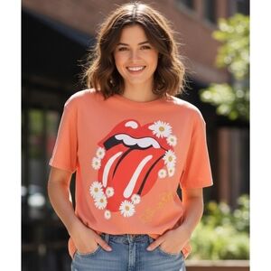 The Rolling Stones Daisy Floral Graphic Crop Tee Orange Size XL